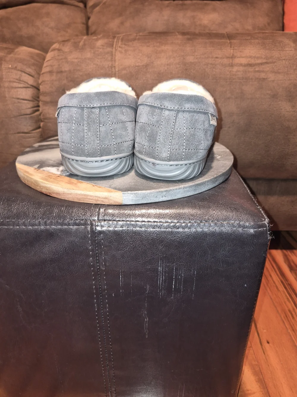 Duluth Trading Co Men's Gray Suede Shearling-Lined Slip-Ons 12M